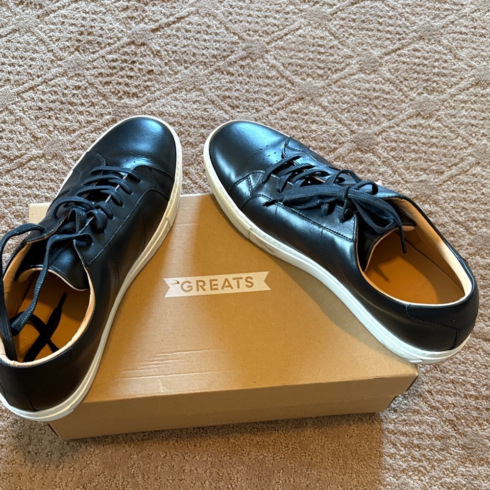 Greats Men's Black and White Sneakers, size 12